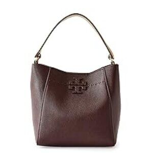 #160 NWT - Tory Burch Women's Mcgraw Textured Small Bucket Bag, Wine, Red,